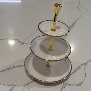 Kate Spade Elegant Gold and White Tiered Stand